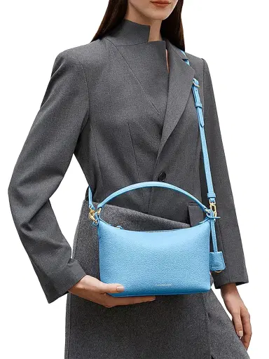 MAISON de SABRÉ Women's Leather Soft Hobo Bag - Sky Blue | Thumbnail 2 MAISON de SABRÉ Women's Leather Soft Hobo Bag - Sky Blue | Thumbnail 2