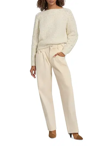Isabel Marant Women's Lisha Straight Mid-Rise Jeans - Beige | Thumbnail 2 Isabel Marant Women's Lisha Straight Mid-Rise Jeans - Beige | Thumbnail 2