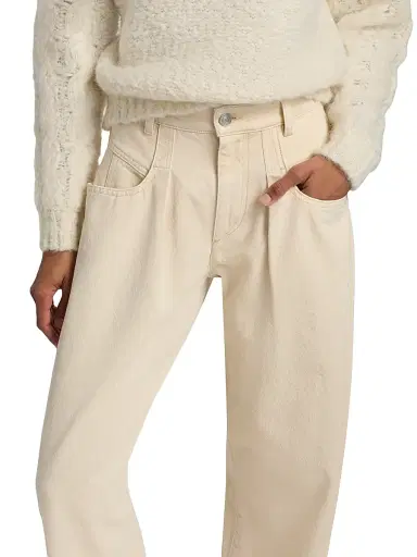 Isabel Marant Women's Lisha Straight Mid-Rise Jeans - Beige | Thumbnail 6 Isabel Marant Women's Lisha Straight Mid-Rise Jeans - Beige | Thumbnail 6