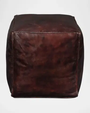 Sarreid Sunday Afternoon Leather Cube | Thumbnail 2 Sarreid Sunday Afternoon Leather Cube | Thumbnail 2
