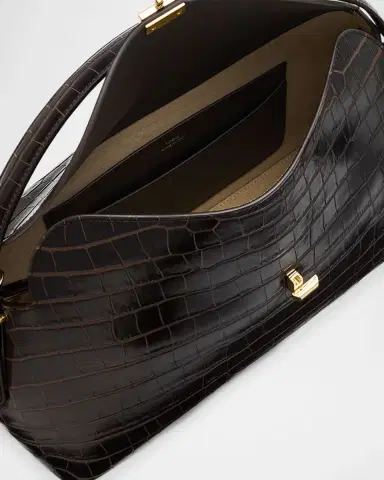 Toteme T-Lock Croc-Embossed Top-Handle Bag | Thumbnail 3 Toteme T-Lock Croc-Embossed Top-Handle Bag | Thumbnail 3