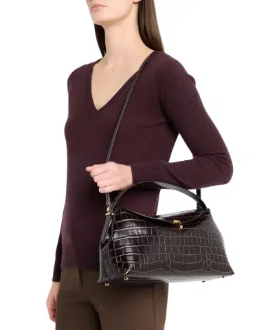 Toteme T-Lock Croc-Embossed Top-Handle Bag | Thumbnail 1 Toteme T-Lock Croc-Embossed Top-Handle Bag | Thumbnail 1