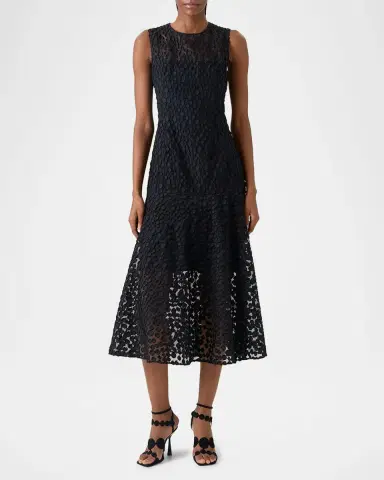 Akris punto Sleeveless Dot Tulle Midi Dress | Thumbnail 2 Akris punto Sleeveless Dot Tulle Midi Dress | Thumbnail 2
