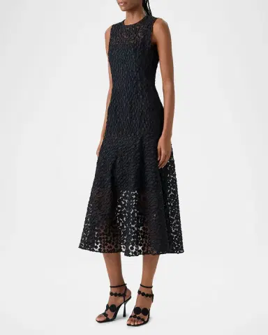 Akris punto Sleeveless Dot Tulle Midi Dress | Thumbnail 4 Akris punto Sleeveless Dot Tulle Midi Dress | Thumbnail 4