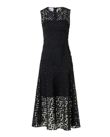 Akris punto Sleeveless Dot Tulle Midi Dress | Thumbnail 1 Akris punto Sleeveless Dot Tulle Midi Dress | Thumbnail 1