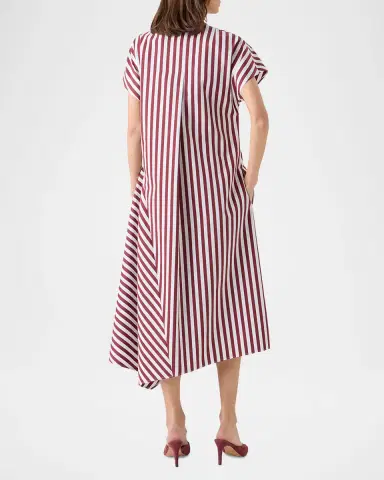 Akris punto Striped Cotton Poplin Cap-Sleeve Handkerchief Midi Shirtdress | Thumbnail 3 Akris punto Striped Cotton Poplin Cap-Sleeve Handkerchief Midi Shirtdress | Thumbnail 3