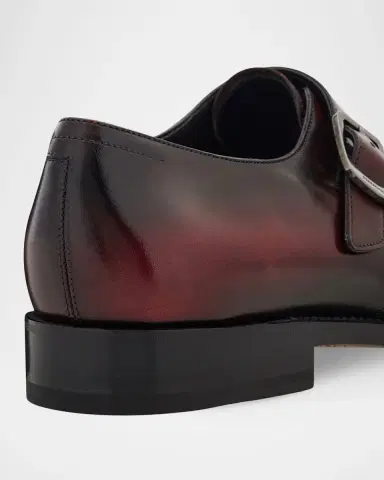 Ferragamo Men's Sullivan Tramezza Buffed Leather Monk-Strap Loafers | Thumbnail 3 Ferragamo Men's Sullivan Tramezza Buffed Leather Monk-Strap Loafers | Thumbnail 3