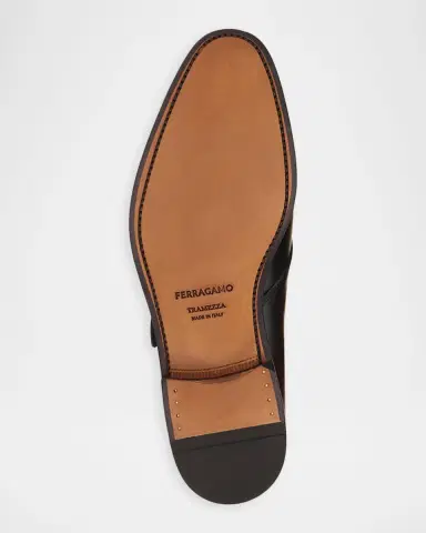 Ferragamo Men's Sullivan Tramezza Buffed Leather Monk-Strap Loafers | Thumbnail 5 Ferragamo Men's Sullivan Tramezza Buffed Leather Monk-Strap Loafers | Thumbnail 5