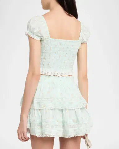 LoveShackFancy Daini Smocked Floral Top | Thumbnail 3 LoveShackFancy Daini Smocked Floral Top | Thumbnail 3