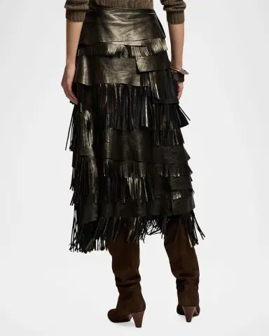 Ralph Lauren Collection Belinda Metallic Lambskin Skirt | Thumbnail 3 Ralph Lauren Collection Belinda Metallic Lambskin Skirt | Thumbnail 3