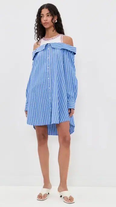 ESSENTIEL ANTWERP Jori Embellished Shirt Dress Combo1 Off White | Thumbnail 5 ESSENTIEL ANTWERP Jori Embellished Shirt Dress Combo1 Off White | Thumbnail 5
