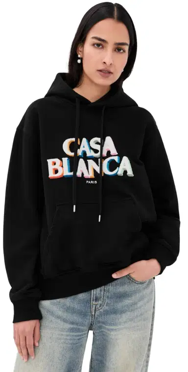 Casablanca Logo Embroidered Hooded Sweatshirt Black | Thumbnail 1 Casablanca Logo Embroidered Hooded Sweatshirt Black | Thumbnail 1