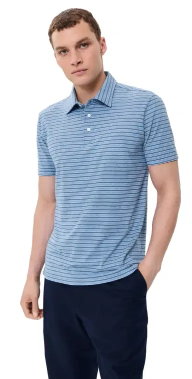 Faherty Movement Polo Top Creek Falls Stripe | Thumbnail 1 Faherty Movement Polo Top Creek Falls Stripe | Thumbnail 1