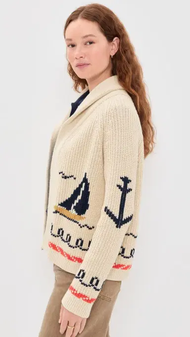The Great. THE GREAT. The Sailboat Lodge Cardigan Cream 2 | Thumbnail 4 The Great. THE GREAT. The Sailboat Lodge Cardigan Cream 2 | Thumbnail 4