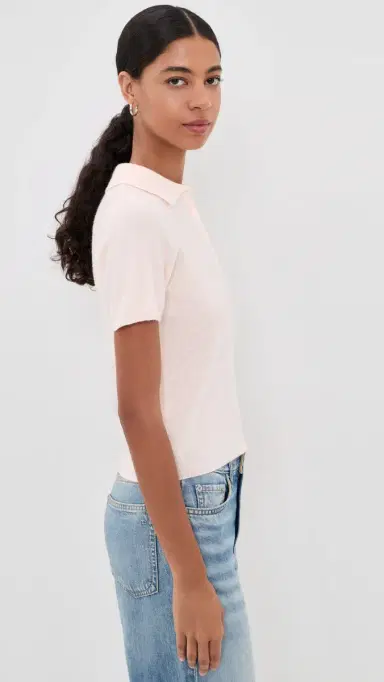 Joe's Jeans Cashmere Short Sleeve Polo Sweater Powder Pink | Thumbnail 4 Joe's Jeans Cashmere Short Sleeve Polo Sweater Powder Pink | Thumbnail 4