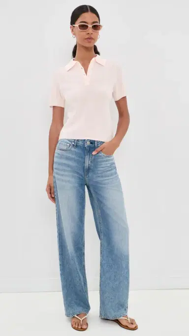 Joe's Jeans Cashmere Short Sleeve Polo Sweater Powder Pink | Thumbnail 5 Joe's Jeans Cashmere Short Sleeve Polo Sweater Powder Pink | Thumbnail 5