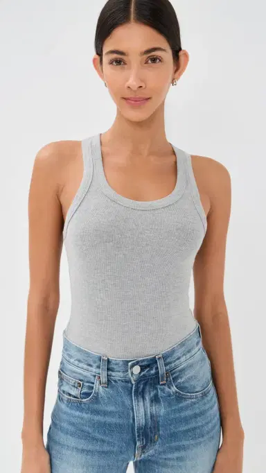 SPRWMN Rib Fitted coop Tank Heathered Grey | Thumbnail 2 SPRWMN Rib Fitted coop Tank Heathered Grey | Thumbnail 2