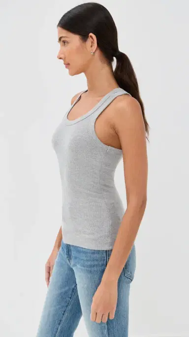 SPRWMN Rib Fitted coop Tank Heathered Grey | Thumbnail 4 SPRWMN Rib Fitted coop Tank Heathered Grey | Thumbnail 4