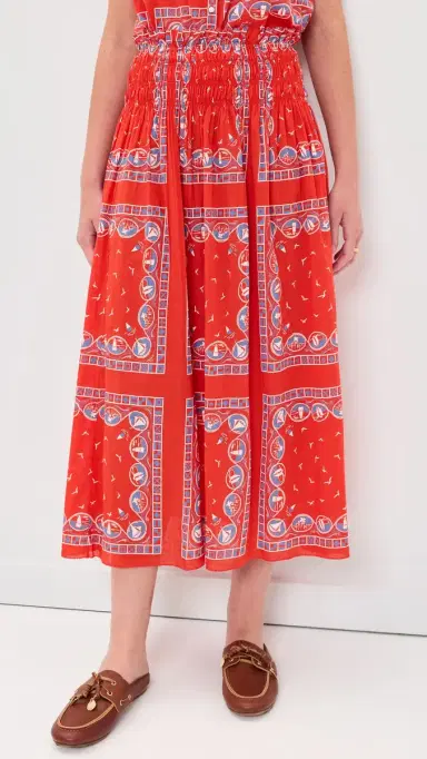THE GREAT. The Canary Skirt Red Sailboat Bandana | Thumbnail 2 THE GREAT. The Canary Skirt Red Sailboat Bandana | Thumbnail 2