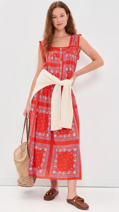 THE GREAT. The Canary Skirt Red Sailboat Bandana | Thumbnail 5 THE GREAT. The Canary Skirt Red Sailboat Bandana | Thumbnail 5