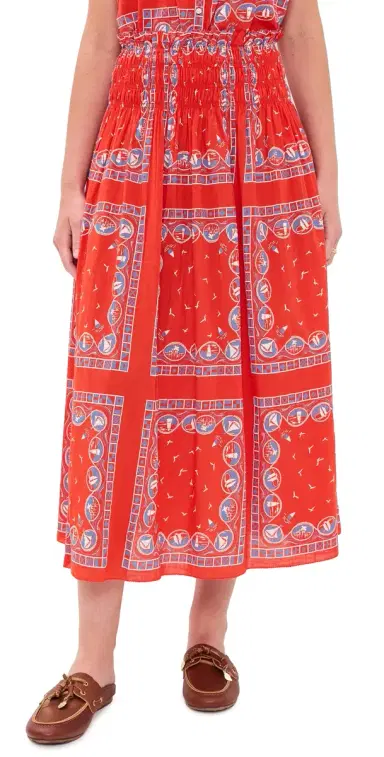THE GREAT. The Canary Skirt Red Sailboat Bandana | Thumbnail 1 THE GREAT. The Canary Skirt Red Sailboat Bandana | Thumbnail 1