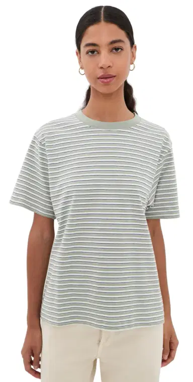 Good American The Oversized Tee Clean tripe Mosswel | Thumbnail 1 Good American The Oversized Tee Clean tripe Mosswel | Thumbnail 1