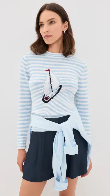 Rowing Blazers Cotton Sailboat Striped Sweater ight Blue White Stripe | Thumbnail 2 Rowing Blazers Cotton Sailboat Striped Sweater ight Blue White Stripe | Thumbnail 2