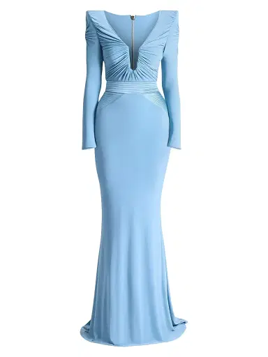 Zhivago Women's The Bloom Gathered Jersey Gown - Dusty Blue - Size 2 | Thumbnail 1 Zhivago Women's The Bloom Gathered Jersey Gown - Dusty Blue - Size 2 | Thumbnail 1