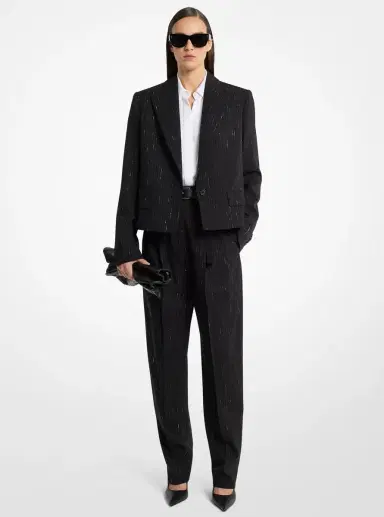Michael Kors Collection Spencer Pinstriped Sequin Stretch Wool Blazer | Thumbnail 2 Michael Kors Collection Spencer Pinstriped Sequin Stretch Wool Blazer | Thumbnail 2