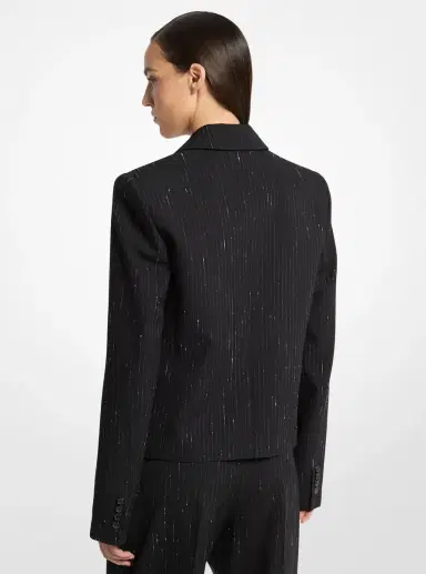 Michael Kors Collection Spencer Pinstriped Sequin Stretch Wool Blazer | Thumbnail 3 Michael Kors Collection Spencer Pinstriped Sequin Stretch Wool Blazer | Thumbnail 3