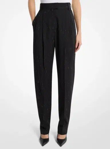 Michael Kors Collection Dru Pleated Pinstriped Sequin Stretch Wool Trousers | Thumbnail 2 Michael Kors Collection Dru Pleated Pinstriped Sequin Stretch Wool Trousers | Thumbnail 2