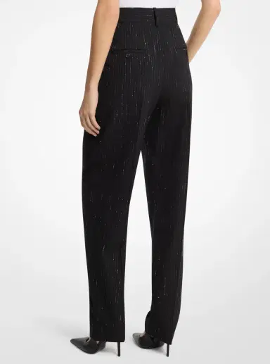 Michael Kors Collection Dru Pleated Pinstriped Sequin Stretch Wool Trousers | Thumbnail 3 Michael Kors Collection Dru Pleated Pinstriped Sequin Stretch Wool Trousers | Thumbnail 3