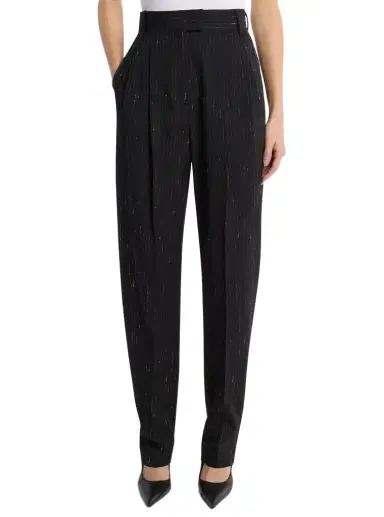 Michael Kors Collection Dru Pleated Pinstriped Sequin Stretch Wool Trousers | Thumbnail 1 Michael Kors Collection Dru Pleated Pinstriped Sequin Stretch Wool Trousers | Thumbnail 1