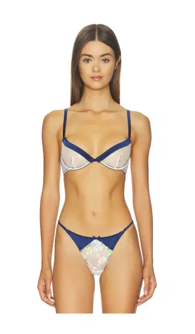 Fleur du Mal Delara Embroidered Demi Bra | Thumbnail 1 Fleur du Mal Delara Embroidered Demi Bra | Thumbnail 1