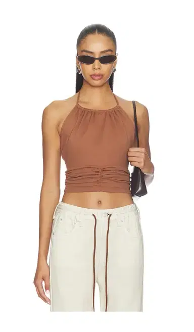 susana monaco Halter Gathered Top Tie Neck | Thumbnail 1 susana monaco Halter Gathered Top Tie Neck | Thumbnail 1