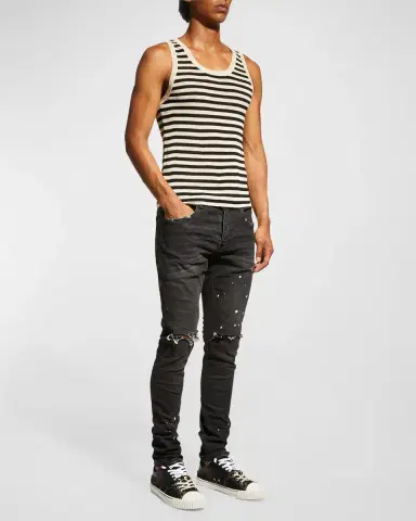 PURPLE Men's Slim-Fit Distressed Low-Rise Skinny Jeans | Thumbnail 2 PURPLE Men's Slim-Fit Distressed Low-Rise Skinny Jeans | Thumbnail 2