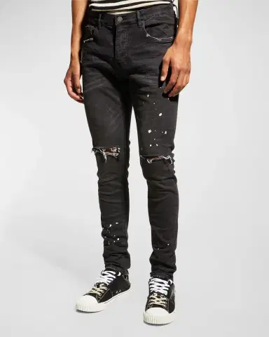 PURPLE Men's Slim-Fit Distressed Low-Rise Skinny Jeans | Thumbnail 3 PURPLE Men's Slim-Fit Distressed Low-Rise Skinny Jeans | Thumbnail 3