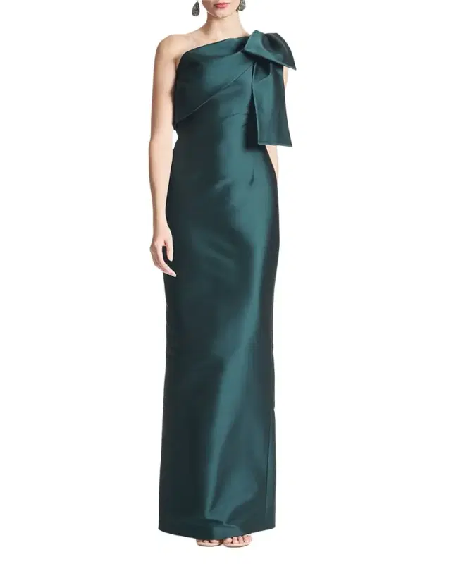 Bonnie One-Shoulder Bow Column Gown Bonnie One-Shoulder Bow Column Gown