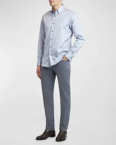 Brioni Men's Cotton Grid Check Sport Shirt | Thumbnail 2 Brioni Men's Cotton Grid Check Sport Shirt | Thumbnail 2