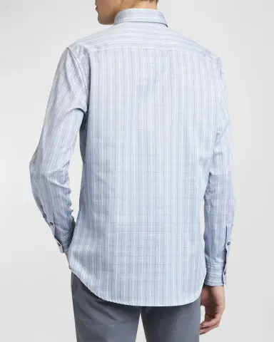 Brioni Men's Cotton Grid Check Sport Shirt | Thumbnail 3 Brioni Men's Cotton Grid Check Sport Shirt | Thumbnail 3