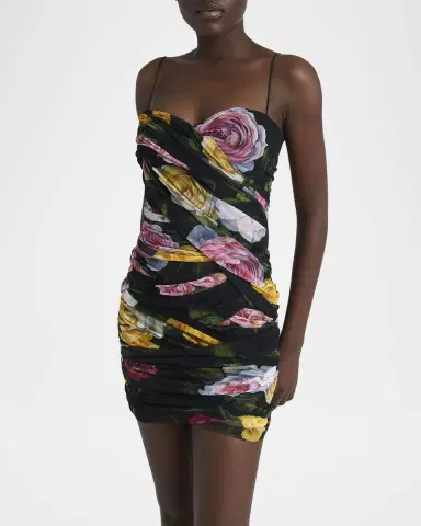 Dolce & Gabbana Peonie Rose Draped Tulle Mini Dress | Thumbnail 3 Dolce & Gabbana Peonie Rose Draped Tulle Mini Dress | Thumbnail 3