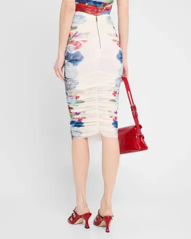Alice + Olivia Kennah Ruched Midi Skirt | Thumbnail 3 Alice + Olivia Kennah Ruched Midi Skirt | Thumbnail 3