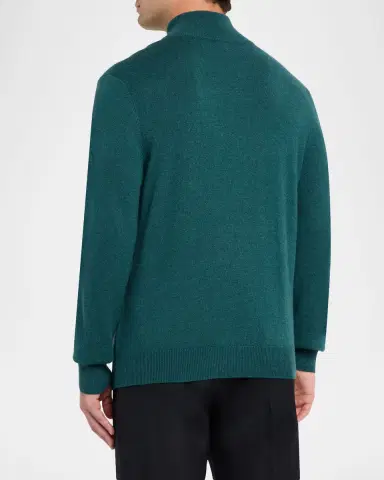 Brioni Men's Cashmere Knit Mock Neck Half-Placket Sweater | Thumbnail 3 Brioni Men's Cashmere Knit Mock Neck Half-Placket Sweater | Thumbnail 3