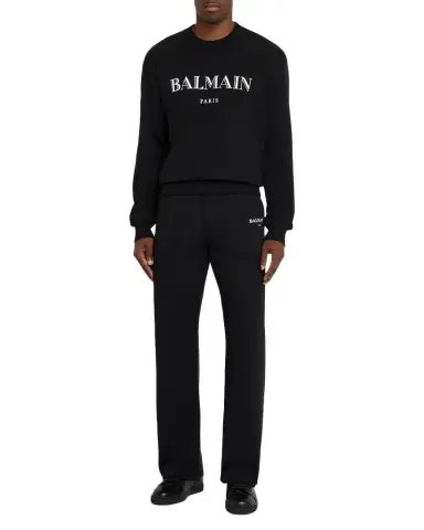 Balmain Men's Cotton Vintage Logo Crewneck Sweater | Thumbnail 1 Balmain Men's Cotton Vintage Logo Crewneck Sweater | Thumbnail 1