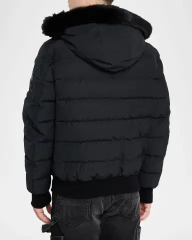 Moose Knuckles Men's Onyx Scotchtown Shearling-Trim Bomber Jacket | Thumbnail 3 Moose Knuckles Men's Onyx Scotchtown Shearling-Trim Bomber Jacket | Thumbnail 3