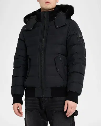 Moose Knuckles Men's Onyx Scotchtown Shearling-Trim Bomber Jacket | Thumbnail 4 Moose Knuckles Men's Onyx Scotchtown Shearling-Trim Bomber Jacket | Thumbnail 4