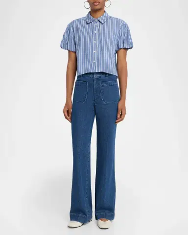 TANYA TAYLOR Elza Stripe Puff-Sleeve Shirt | Thumbnail 2 TANYA TAYLOR Elza Stripe Puff-Sleeve Shirt | Thumbnail 2