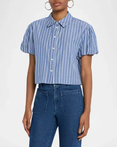 TANYA TAYLOR Elza Stripe Puff-Sleeve Shirt | Thumbnail 4 TANYA TAYLOR Elza Stripe Puff-Sleeve Shirt | Thumbnail 4