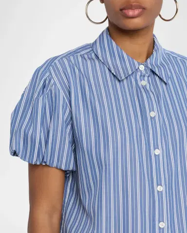 TANYA TAYLOR Elza Stripe Puff-Sleeve Shirt | Thumbnail 5 TANYA TAYLOR Elza Stripe Puff-Sleeve Shirt | Thumbnail 5