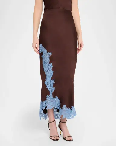 A.L.C. Olivia Crepe and Lace Midi Skirt | Thumbnail 4 A.L.C. Olivia Crepe and Lace Midi Skirt | Thumbnail 4